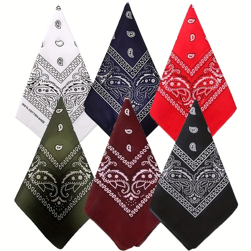 3 6pcs Square Scarves Print Pattern Bandanas Face Mask Scarf Headwear  Wristband, Today's Best Daily Deals