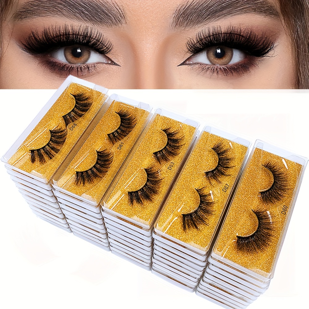 3D Mink Fake Lashes Natural Brown False Mink Eyelashes Thick Long