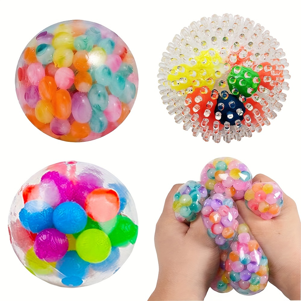 Pelotas antiestrés para adultos y niños, paquete de 3 juguetes esponjosos  para la ansiedad, bolas sensoriales antiestrés, juguetes para apretar  (azul