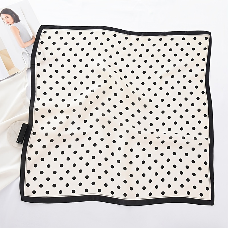 70cm Polka Dot Satin Square Scarf Solid Silk Bandana Head Wrap