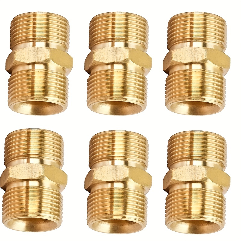 

1pc/2pcs/3pcs/6pcs Pressure Washer Hose Coupler, M22-14mm Male To M22-14mm Male, Solid Brass 5000 Psi Pressure Washer Hose Extension Adapter Fitting