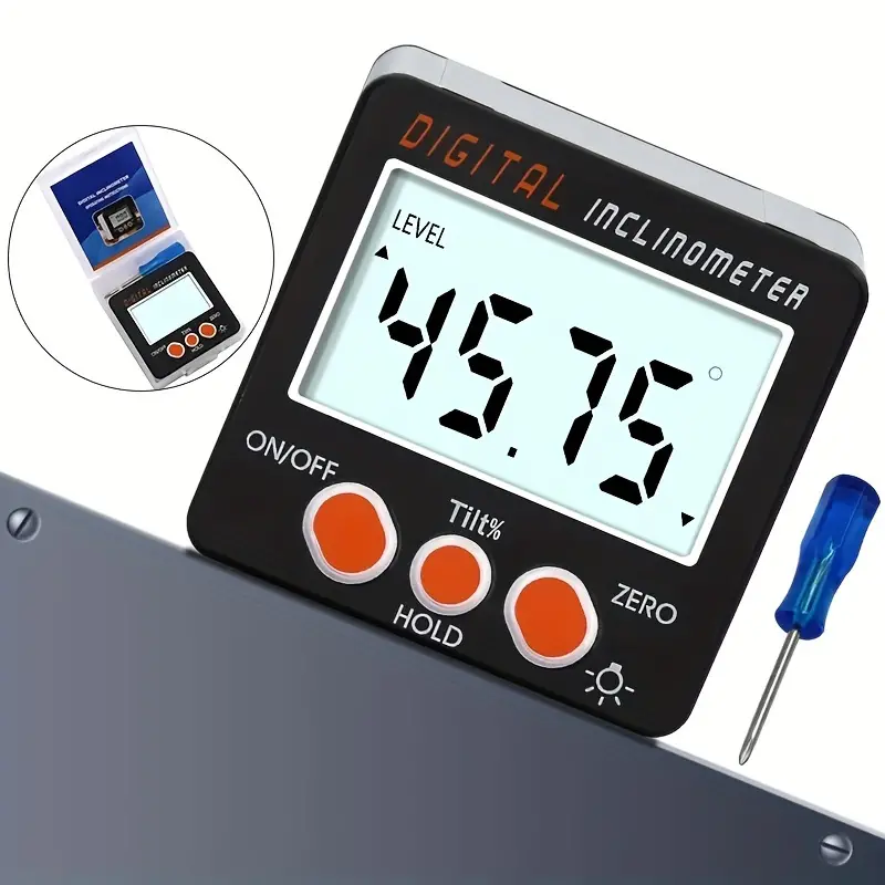 Inclinomètre numérique de rapporteur électronique 0-360 alliage d'aluminium  boîte de biseau numérique jauge d'angle mètre aimants outil de mesure de