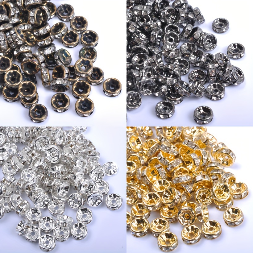 100Pcs Rondelle Spacer Beads 8mm Silver Plated Czech Crystal