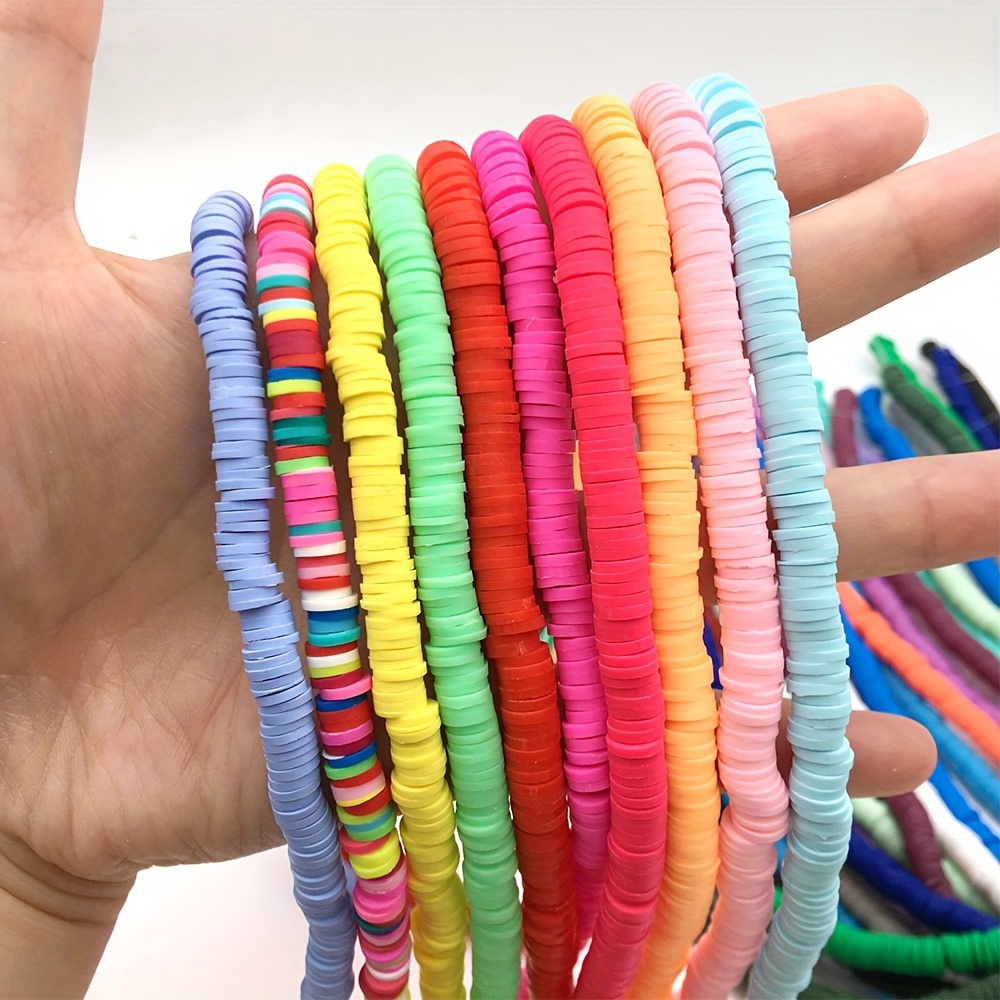 6mm Polymer Clay Beads Set 10 Rainbow Color Flat Chip Beads For