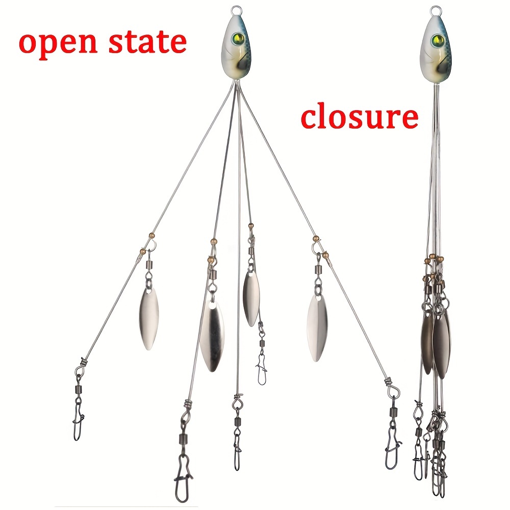 SF 5 Arms Alabama Umbrella Rigs with 8 Blades Ultralight Willow Blade  Multi-Lure Rig for Bass Fishing Lures Bait Saltwater Freshwater Black 3Pcs