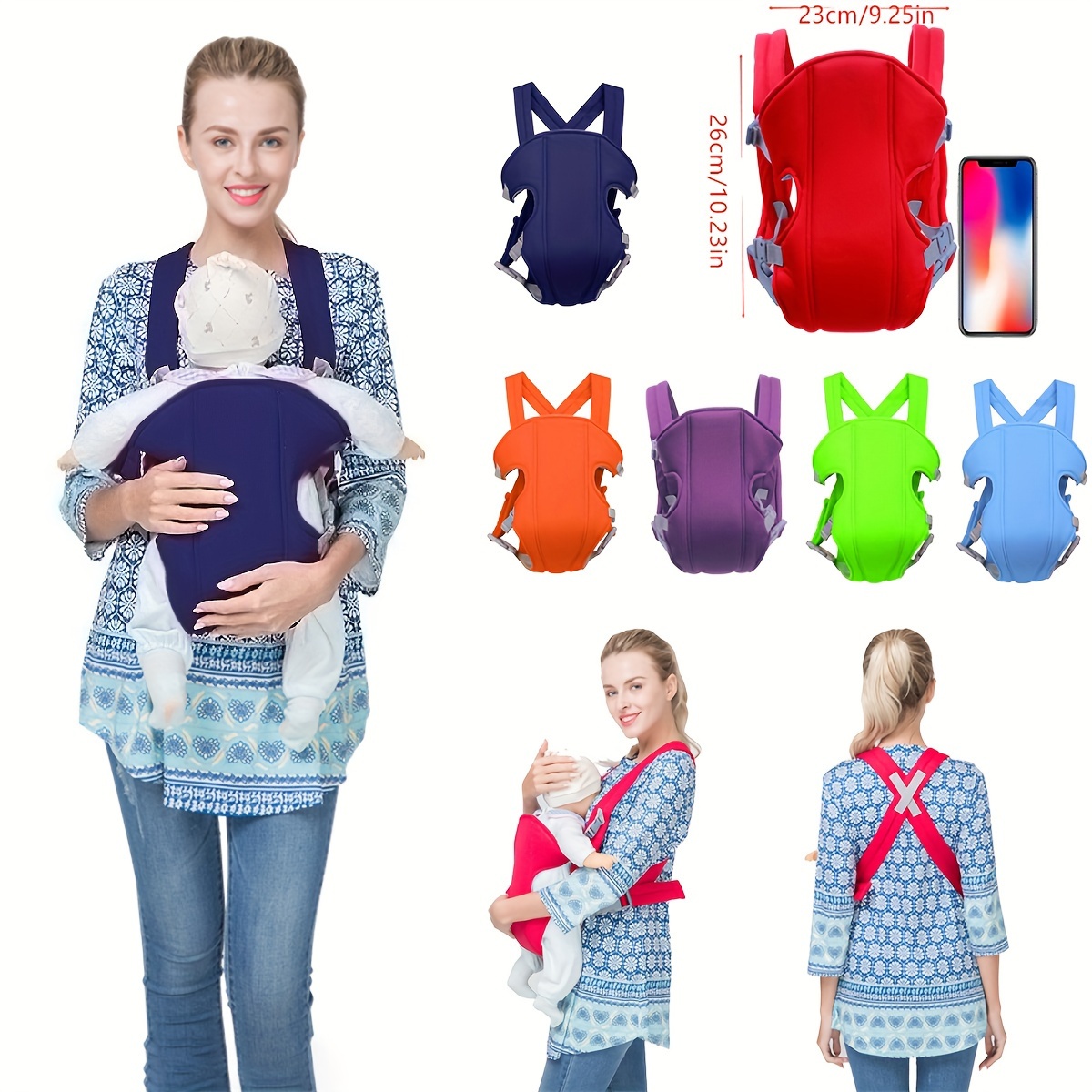 Baby Soft Carrier for Newborn,Infant Sling Carrier Wrap Ergonomic Design 4  in 1 Infants Carriers Front and Back,Multi-Functional Hug Strap for  7-45lbs(3-48 Months)Newborns and Baby-Grey