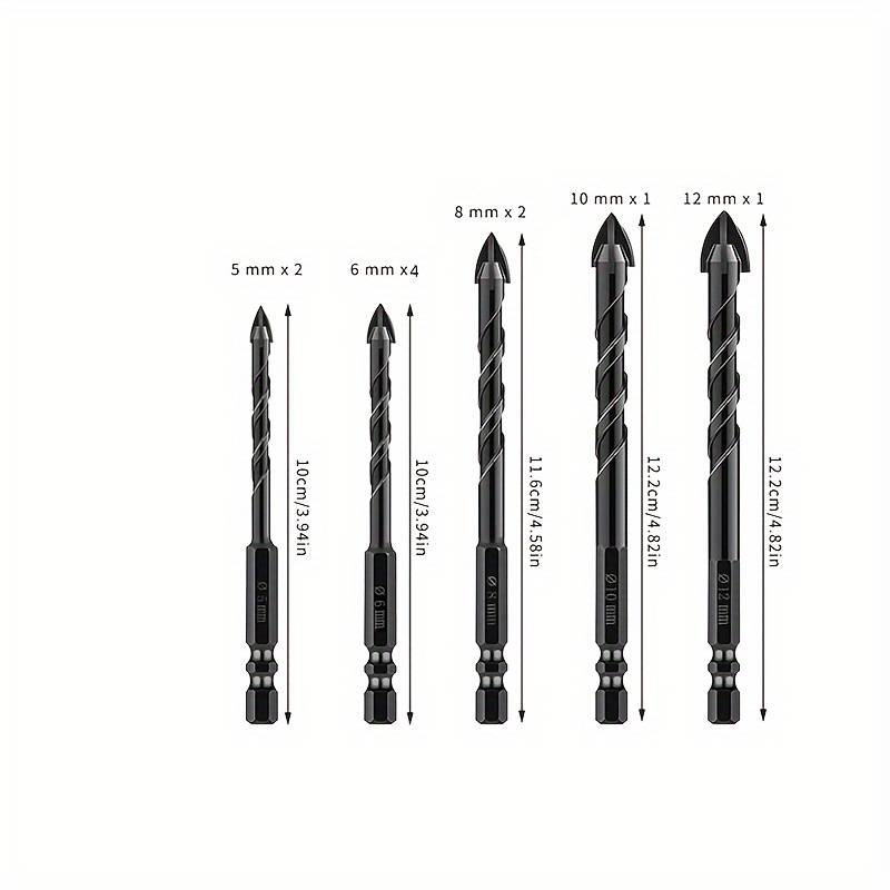 10-Pack 6mm Tile Drill Bits - Hex Shank Cross Spear Head For Ceramic, Glass & Brick