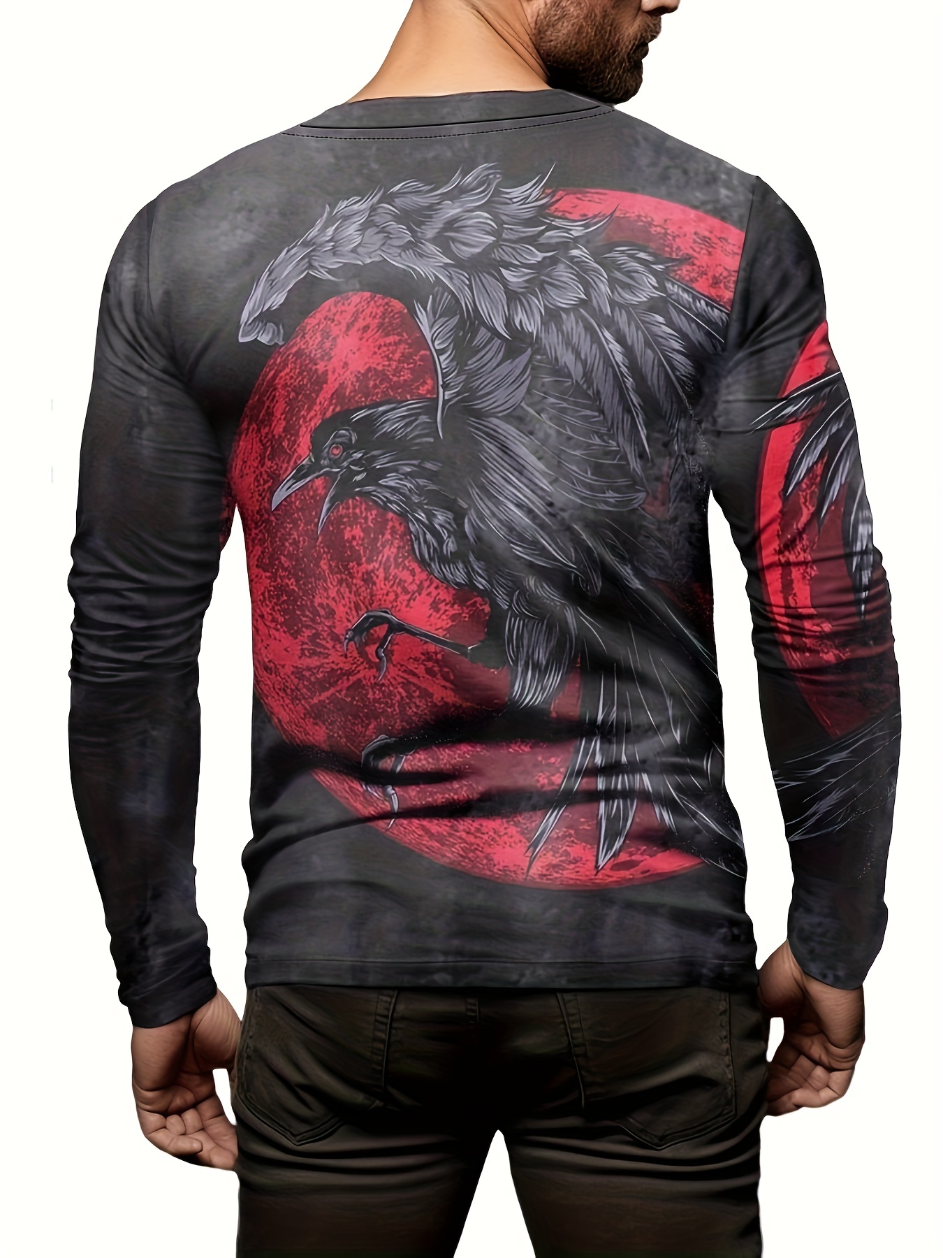 Eagle Print Camiseta Manga Larga Hombres Diseño Novedoso - Temu Chile