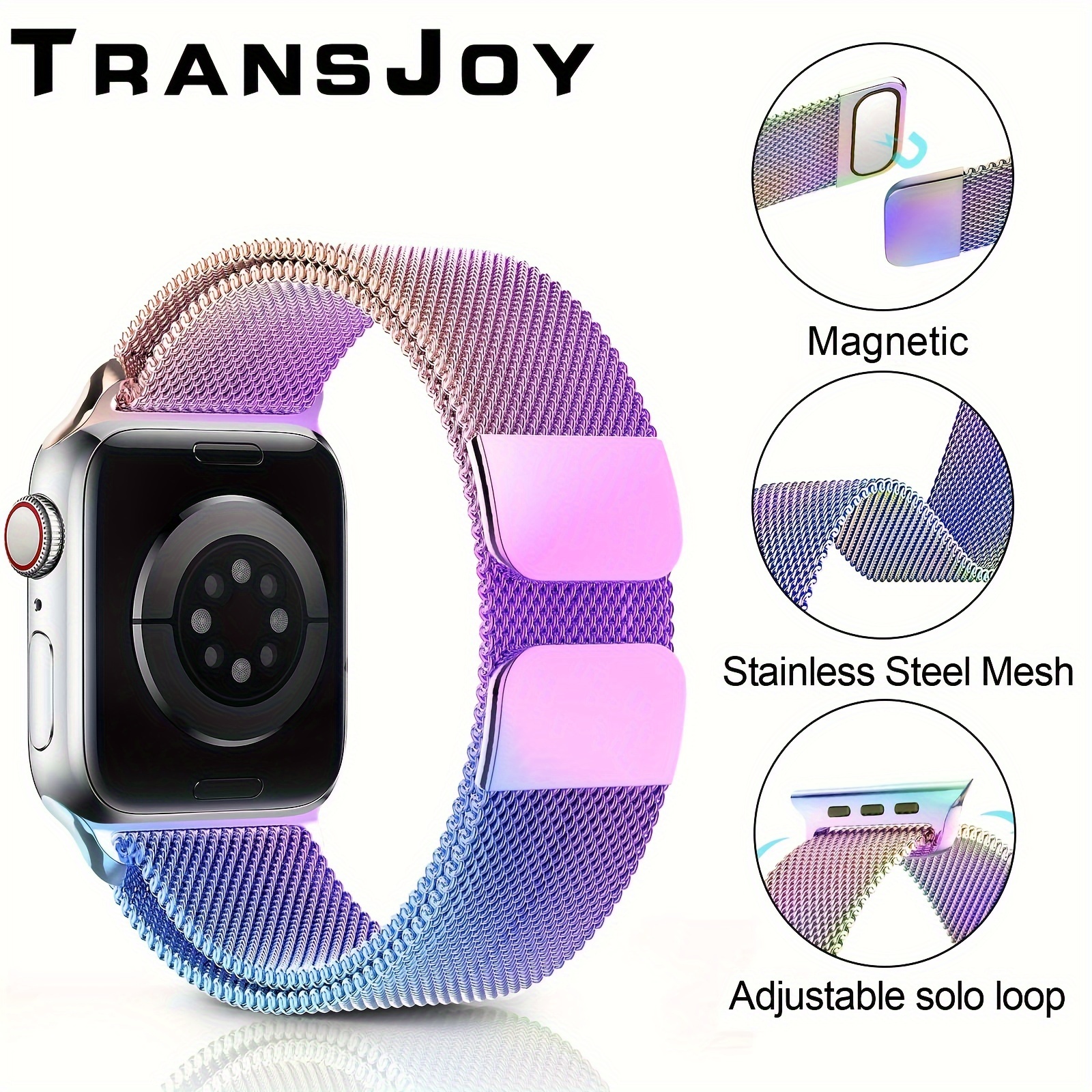 42mm Stainless Steel Adjustable Magnetic Belt for Watch Band Series 1/2/3/4  Smart Watch Strap(Pink)