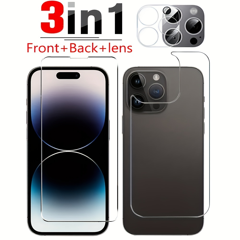 

3 In 1 Front Back Screen Protection For Iphone 14 Pro Max Camera Lens Tempered Glass For Iphone 14 Plus 15 Pro 15 Pro Max Protection Glass