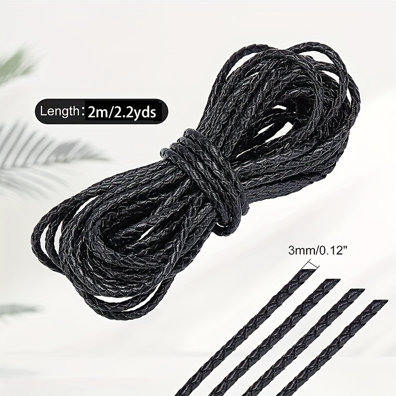 2 Pieces Faux Round Leather Cord Leather Cording for Jewelry Making Braided  Bracelets Necklaces Shoe Lace