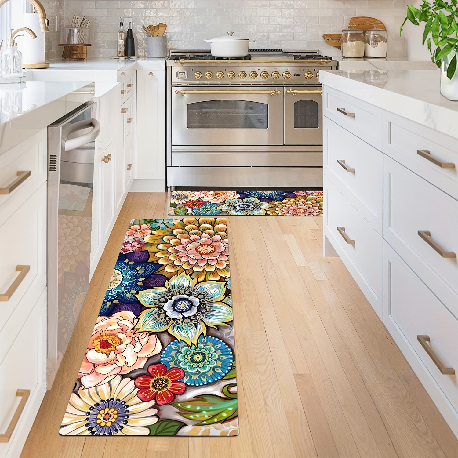 Floral Kitchen Floor Mats Cushioned Anti Fatigue for House 1/2