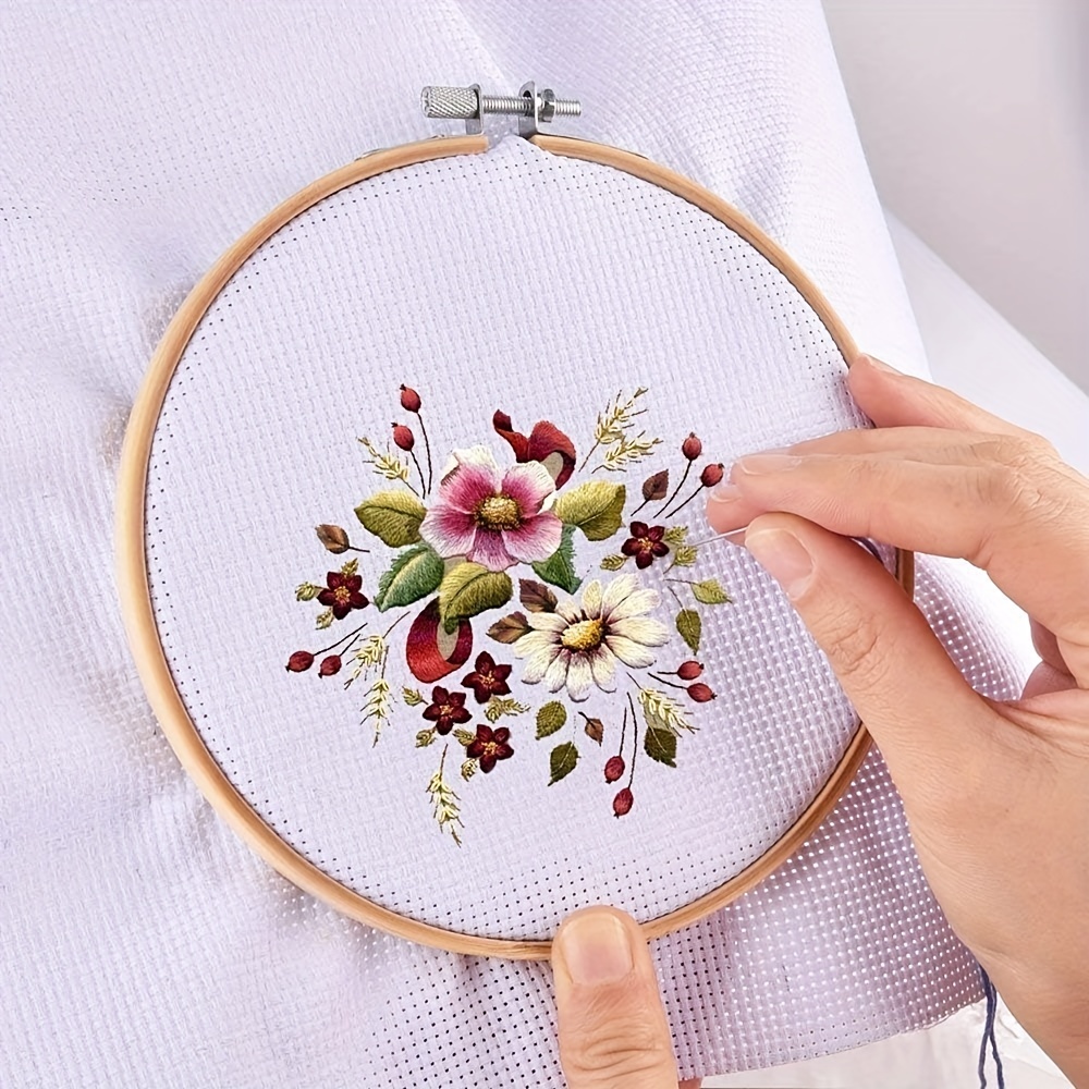 Embroidery Kit for Beginners with Pattern Cross Stitch kit,Embroidery  Starter Kit Including Embroidery Hoop,Bamboo Embroidery Hoop,Color Threads  and Tool Kit Full Range of Embroidery Starter Kit 1set 