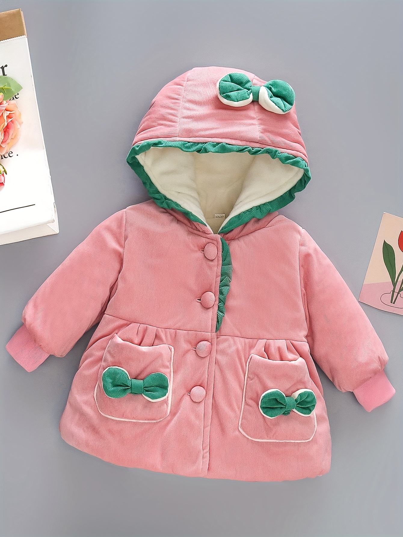 Girls Hooded Cotton Jacket Butterfly Print Padded - Temu