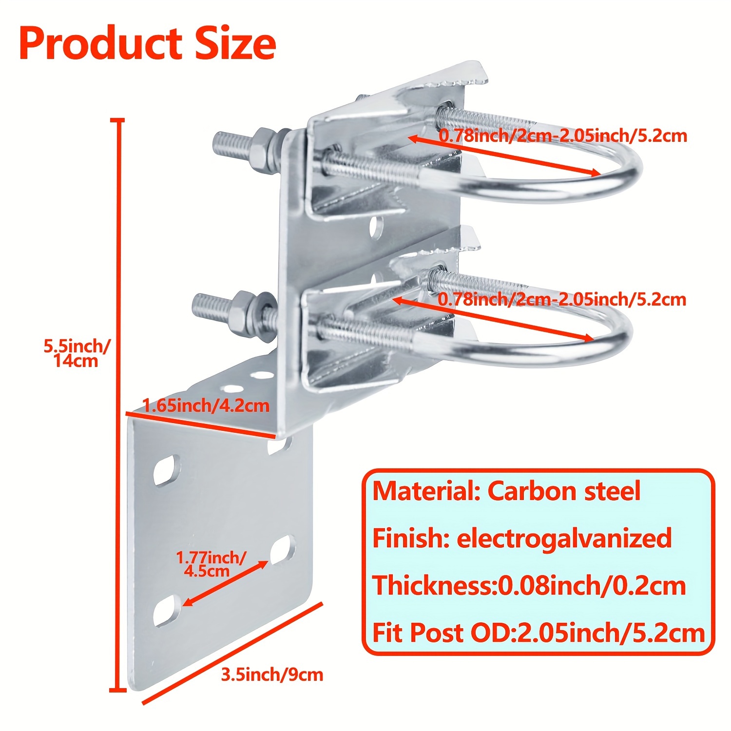 XRDS-RF Antenna Pole Mount Kits, Antenna Pole Mount Bracket with Double U-Bolts Clamp V Jaw Bracket for Outside Home Antenna Pole Holder