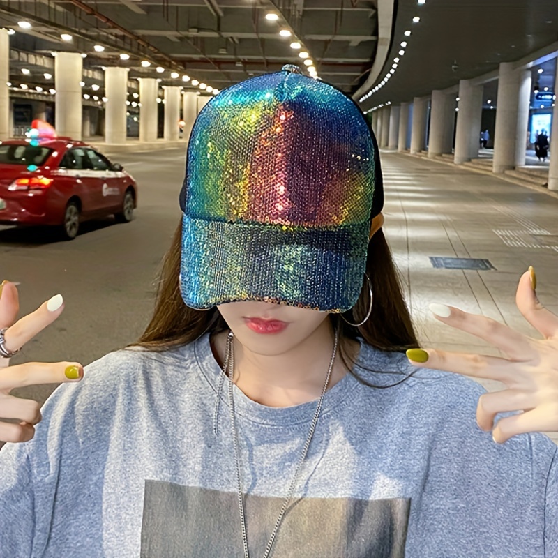 Y2K Sequin Sparkly Trucker Hat Hip Hop Adjustable Baseball Cap