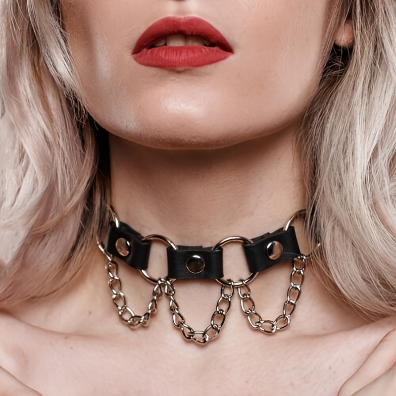 Gothic Punk Black Choker Collar Leather Sexy Necklace Goth - Temu