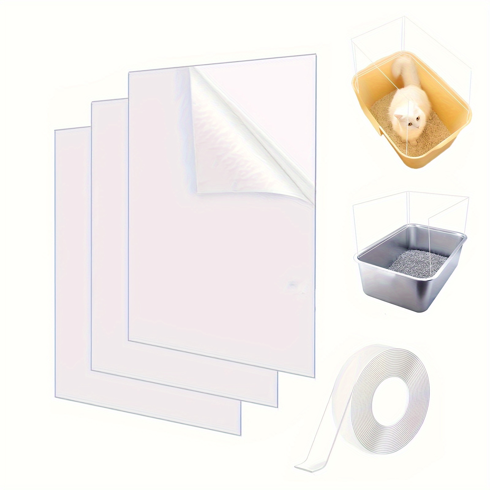 Cat Litter Box Pee Shields Transparent Easy Clean Litter Box - Temu