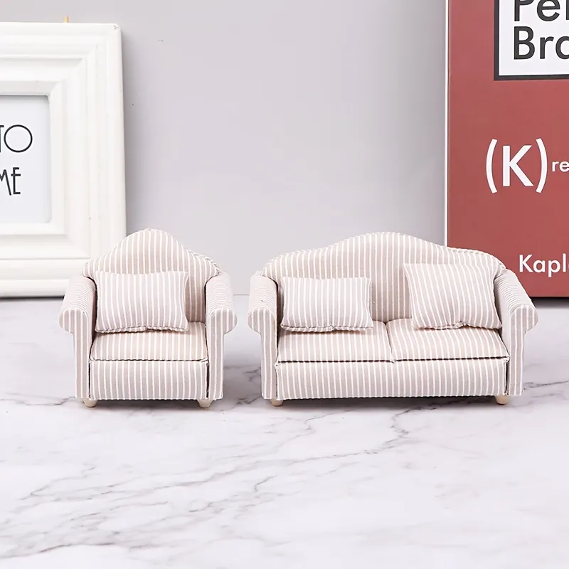 Folde Lederen Kvarter 1:12 Mini Furniture Sofa With Pillow For Dollhouse Kids Pretend Play Diy  Decor - Temu