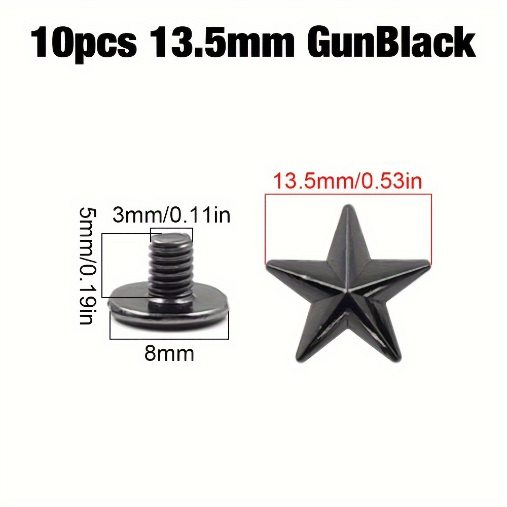 10/12pcs 13.5mm Metal Star Rivets Studs Spikes Spots Buttons Leathercraft For Belt Bag Scrapbooking Shoes Cap Tags Clothes Additions