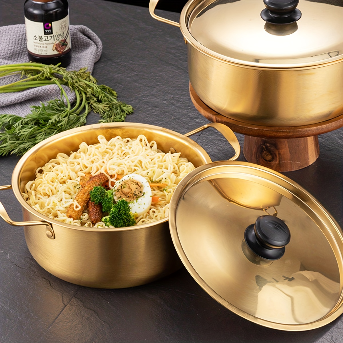 1pc Ramen Noodle Pot With Lid 7.09inch, Double Handle Ramen Cooking Pot For  Kitchen, Cookware