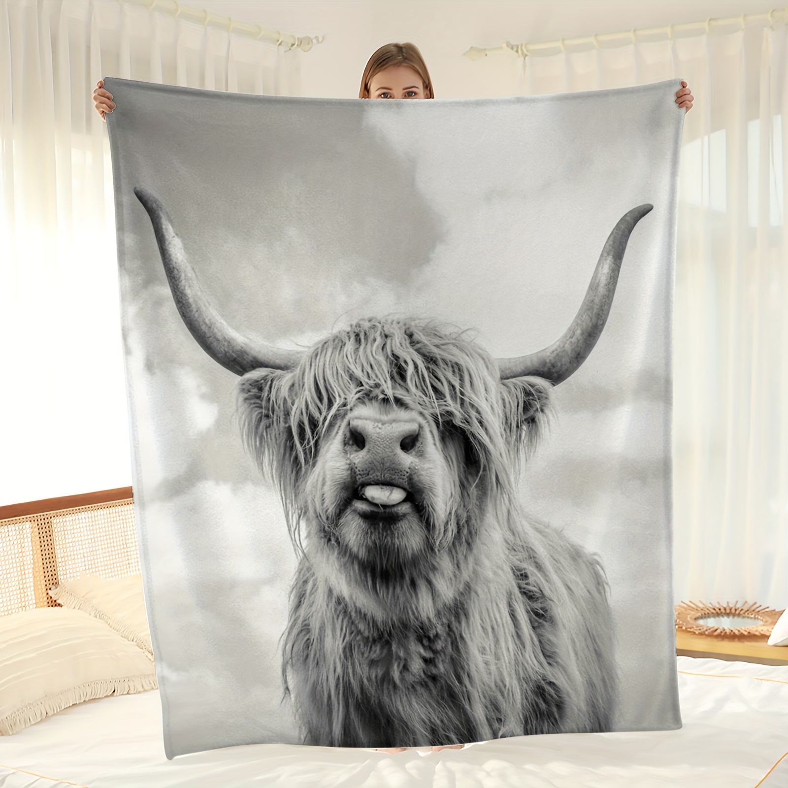 Cow Print Blanket Highland Cow Decorative Gift Cow Gift For - Temu