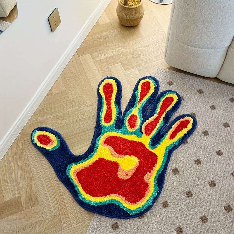 Soft Palm Shape Rug Multicolor Flocking Material Decor