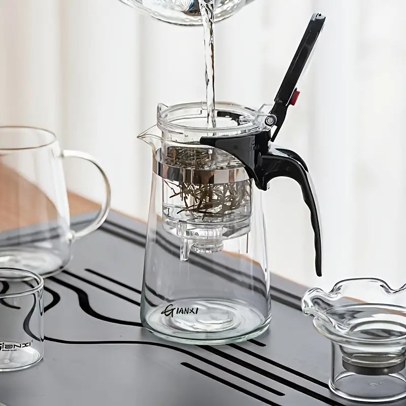 Teekanne aus Glas, abnehmbarer Filter, hitzebeständige Teekanne für Reisen zu Hause im Büro Details 4