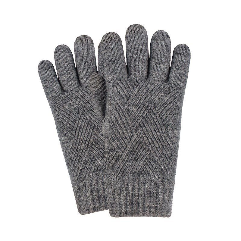 Winter Gloves For Men Women, Cold Weather Warm Touchscreen Glove Unisex -  Non - slip Grip - Elastic Cuff - Knit Stretchy Black Grey Medium