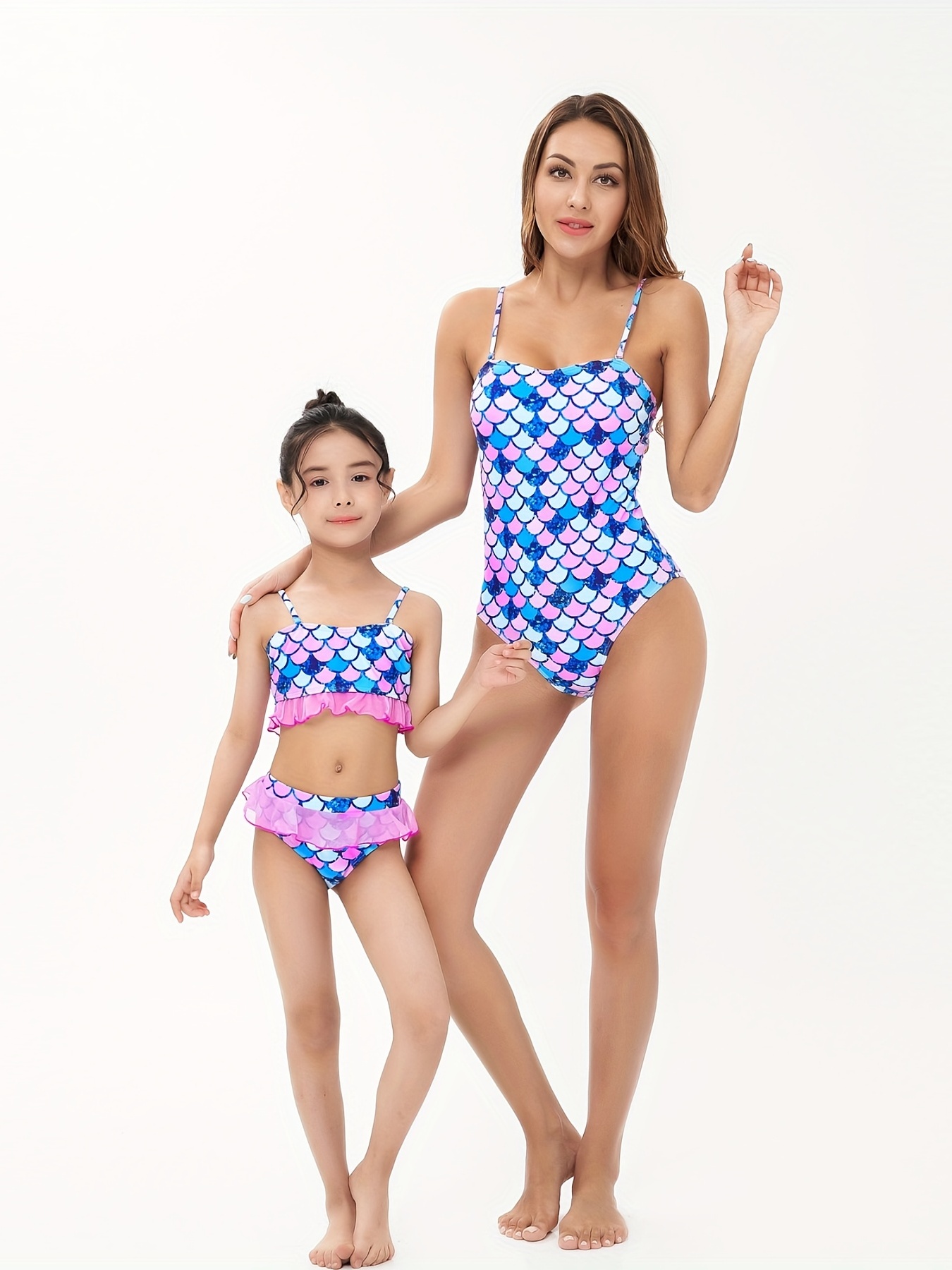  Family Matching Swimwear Printed Ruffles Mommy Me 2Pcs
