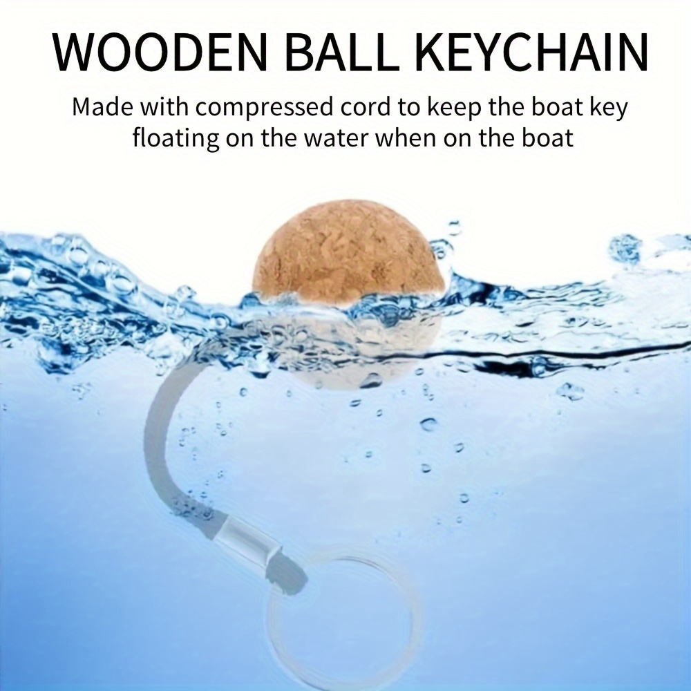2pcs, Floating Cork Ball Keyring Keychain, Outdoor Kayaking Boating Fishing Surfing Sailing Accessories,Temu