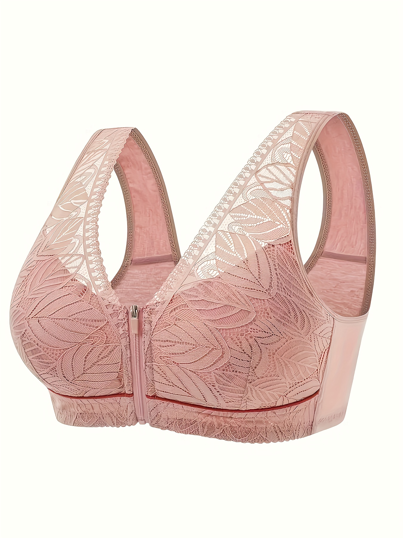 4pcs Floral Pattern Wireless Bras, Comfy & Breathable Button Front  Intimates Bra, Women's Lingerie & Underwear