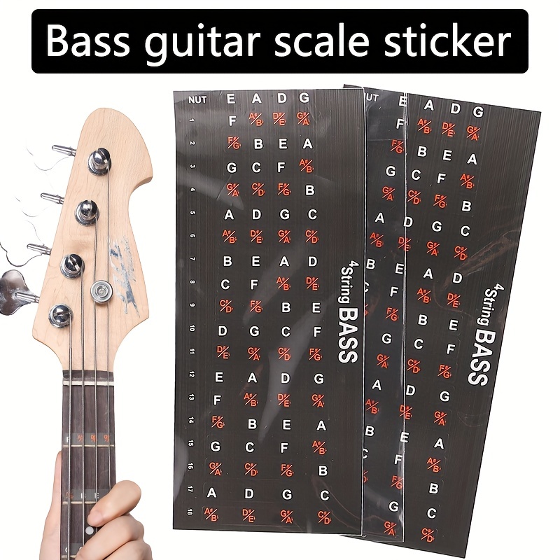 Bass Guitar Note Map Decals Easy Learning Notes Chords - Temu