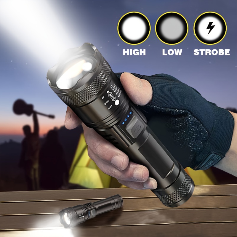 Led White Green Red Blue Rechargeable Flashlight Magnetic Zoomable Torch  Lamp With Cob Side Lights For Hunting Fishing Outdoor Camping - Sports &  Outdoors - Temu
