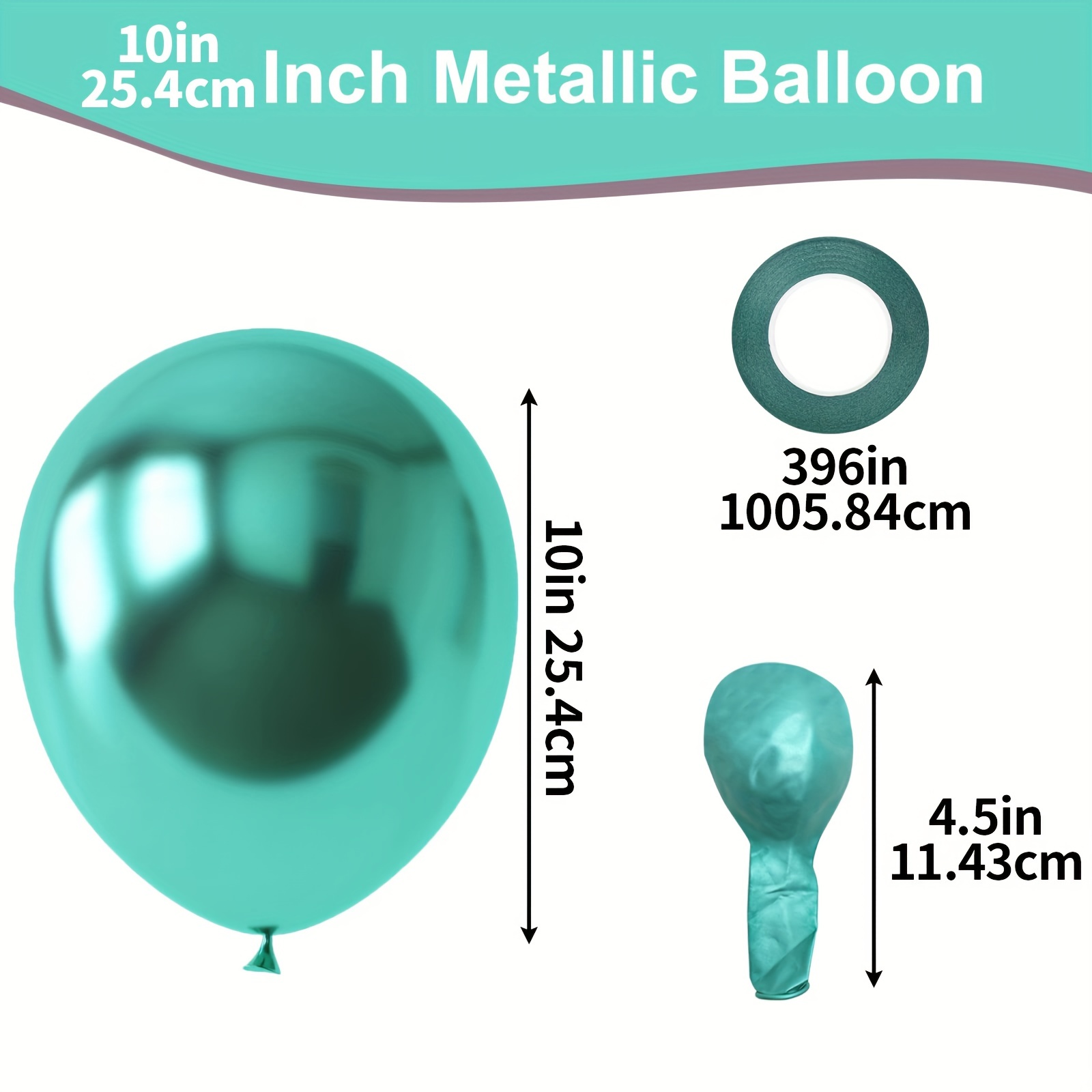 70pcs Metallic Green Balloons Teal Balloons Dark Green Balloons Ribbon ...