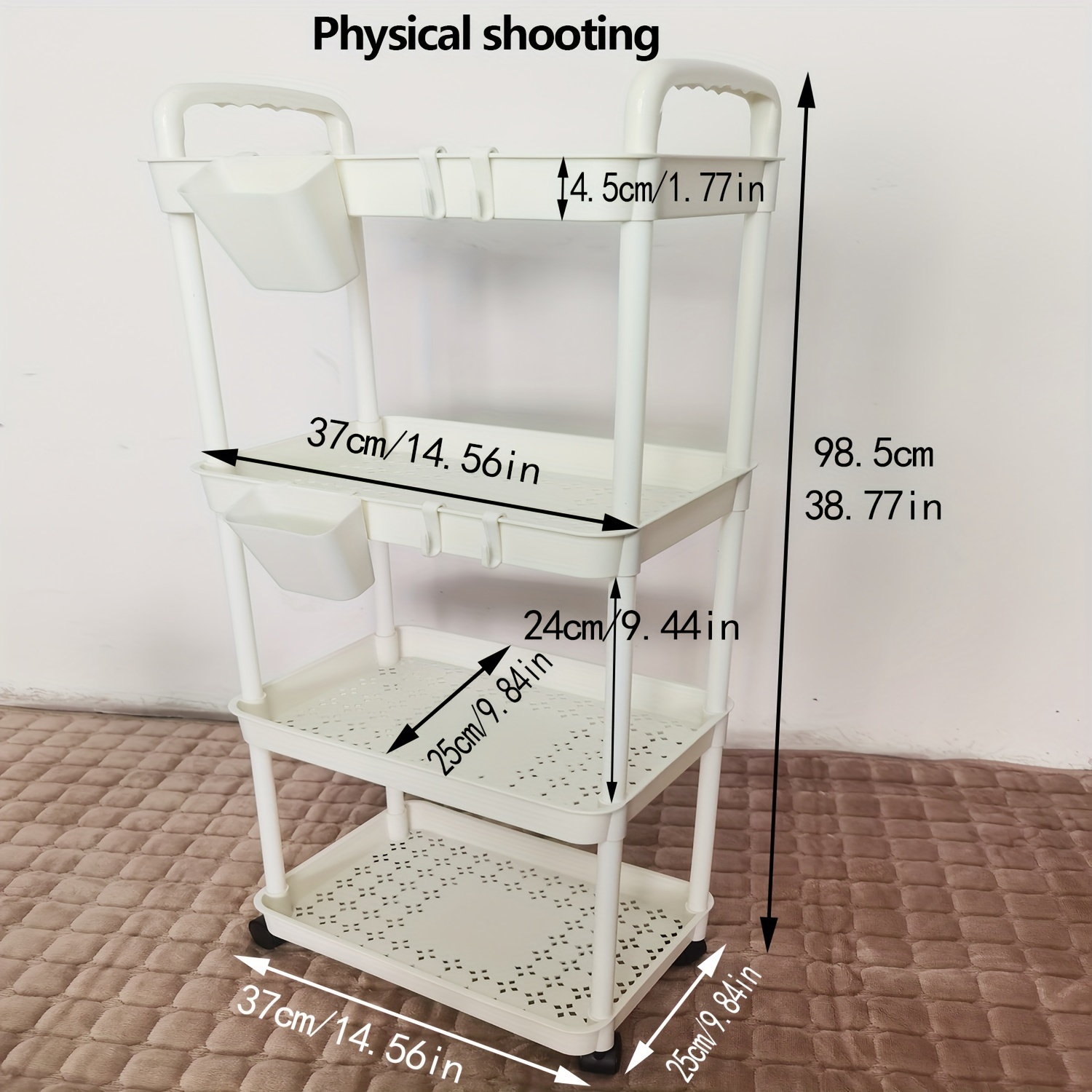 4 layer Plastic Thickened Cart Floor Storage Rack Double - Temu