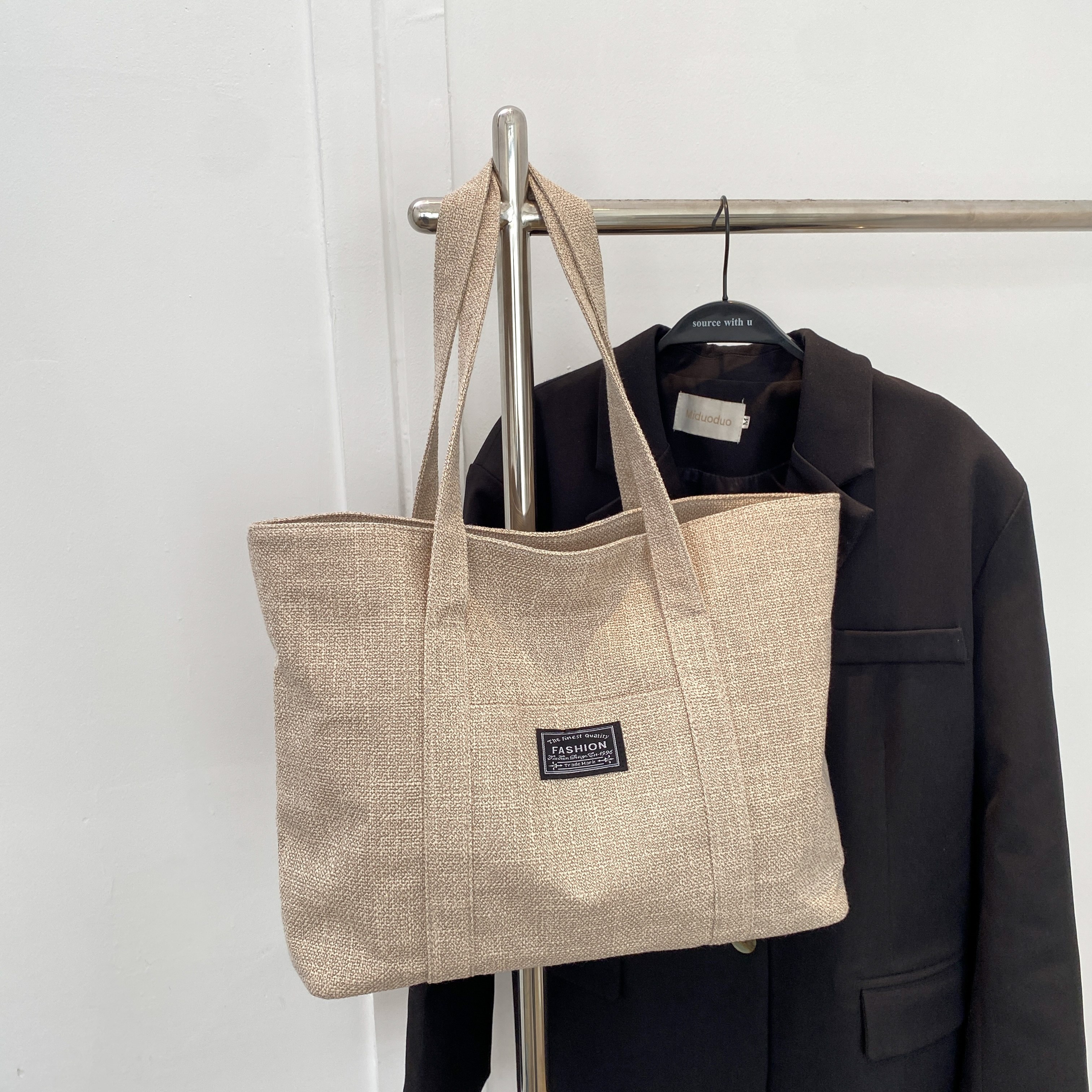 Women Large Capacity Handbag Fashion Canvas Shoulder Bag Simple Versatile  Student Handbag Shopping Tote Bag Handbag