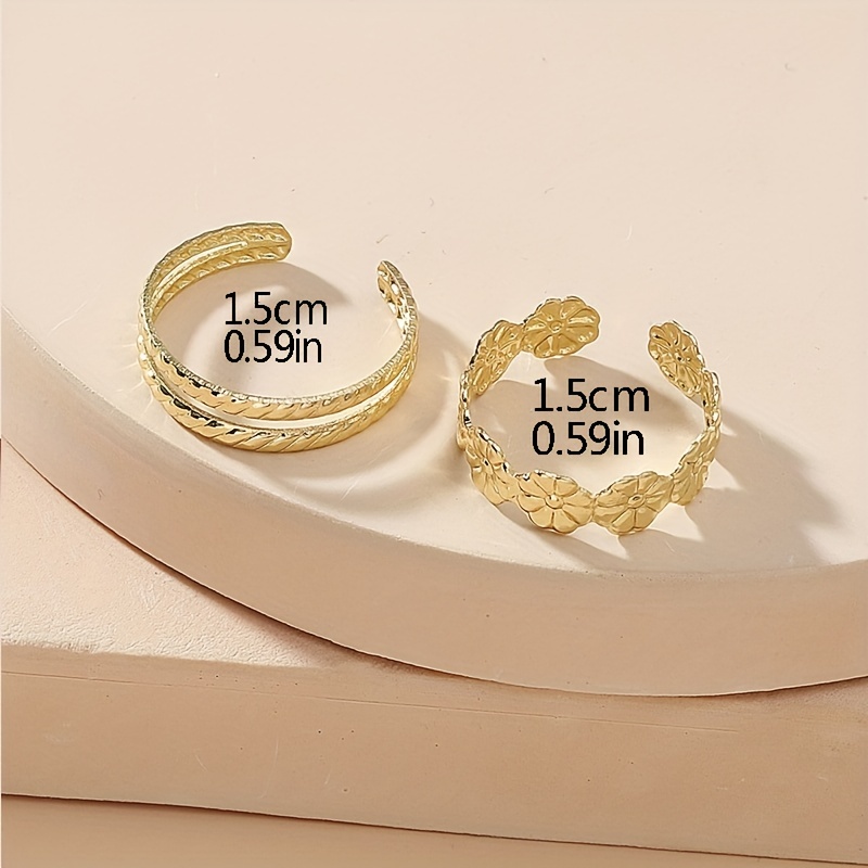 Summer Beach Flower Pattern Adjustable Toe Ring Set