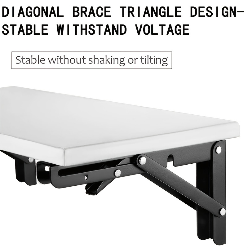 Folding Shelf Brackets - Heavy Duty Metal Collapsible Shelf Bracket for  Bench Table, Shelf Hinge Wall Mounted Space Saving DIY Bracket, Max Load:  150