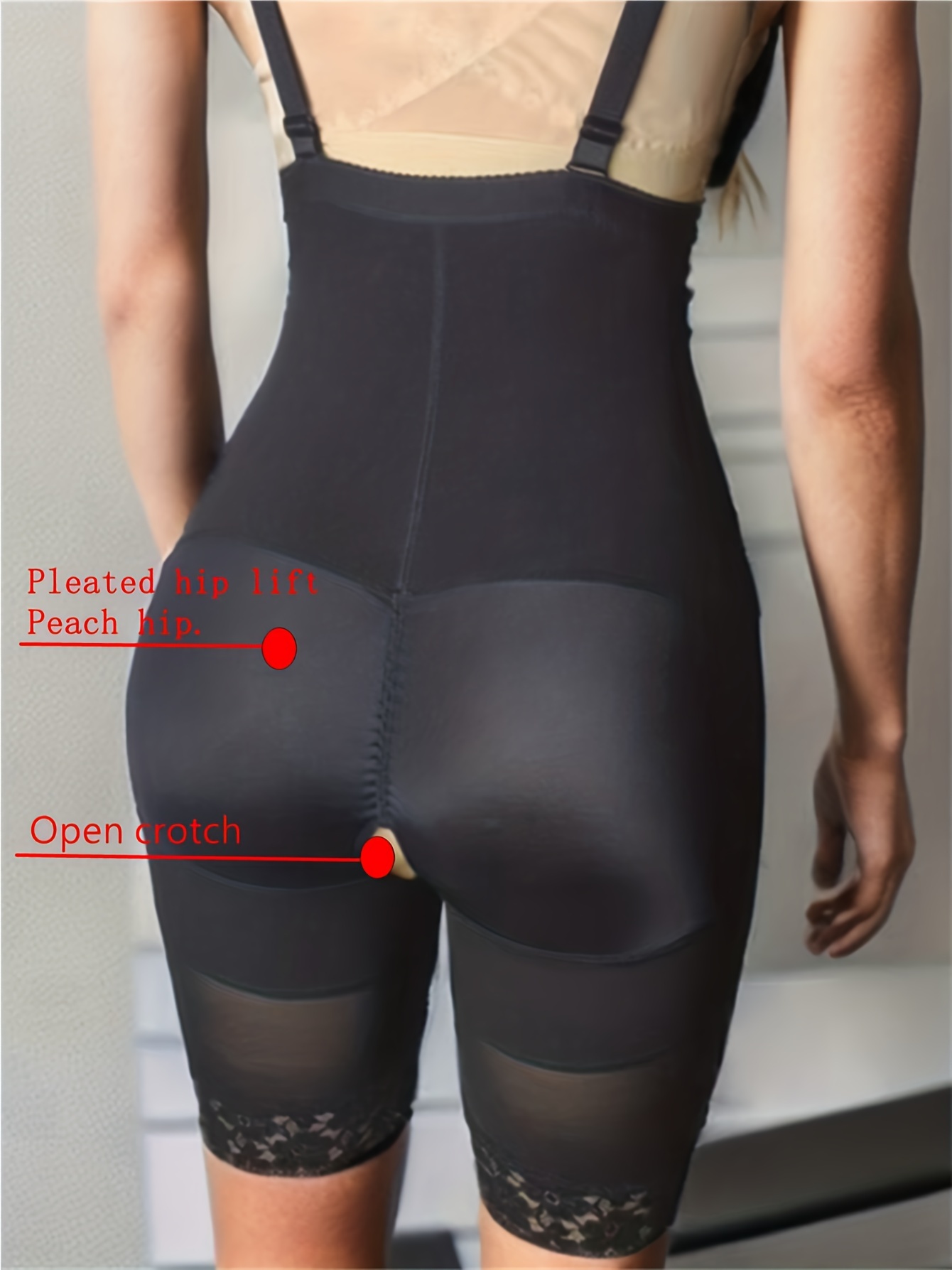 Plus Size Sports Shaping Bodysuit, Women's Plus Contrast Lace Trim Zipper Open  Crotch Tummy Control Butt Lifting Shapewear - - Temu