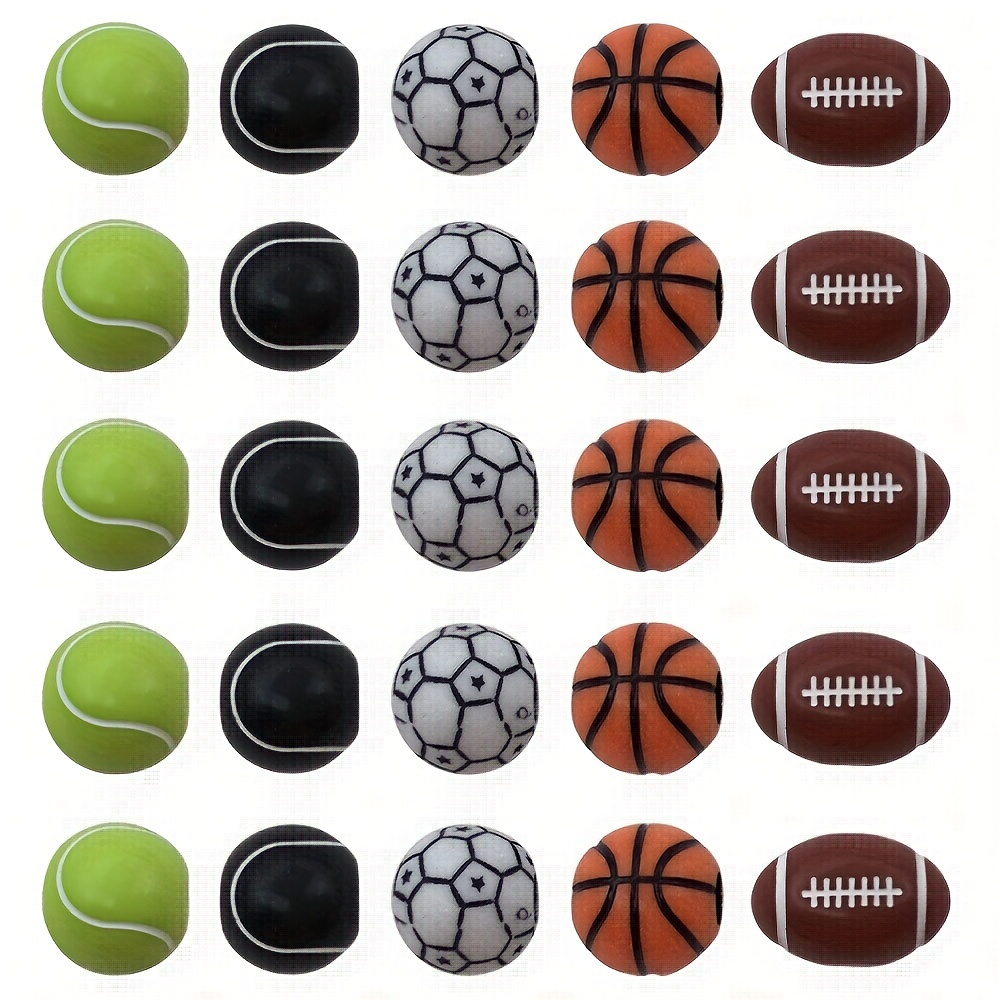 Sports Beads for Jewelry Making,250 Football Soccer Basketball Assorted