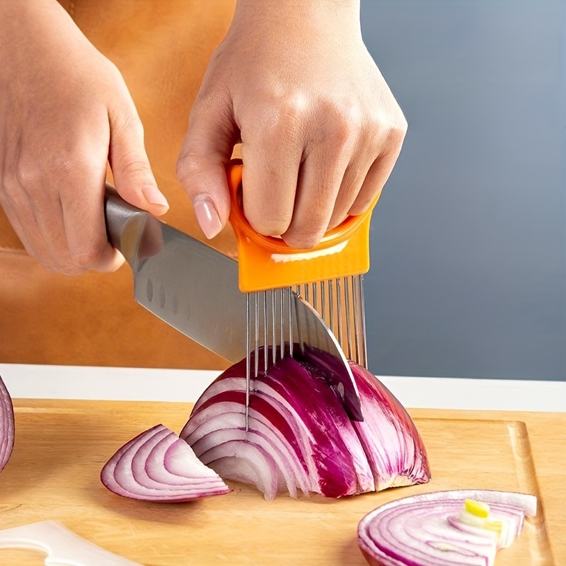 Tools Kitchen Stainless Holder Vegetable KF Gadget Onion Steel Cutter  Slicer