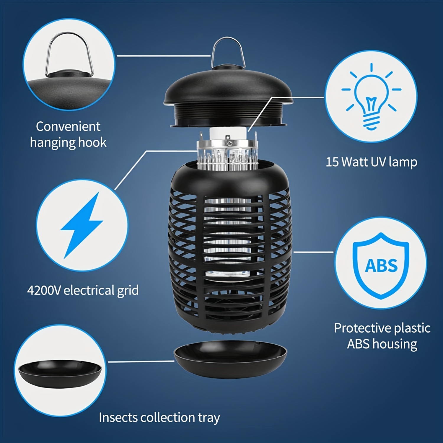 2 in 1 Bug Zapper,High Powered Waterproof Zapper for Outdoor and  Indoor,4200V Electronic Mosquito Trap for Home, Garden