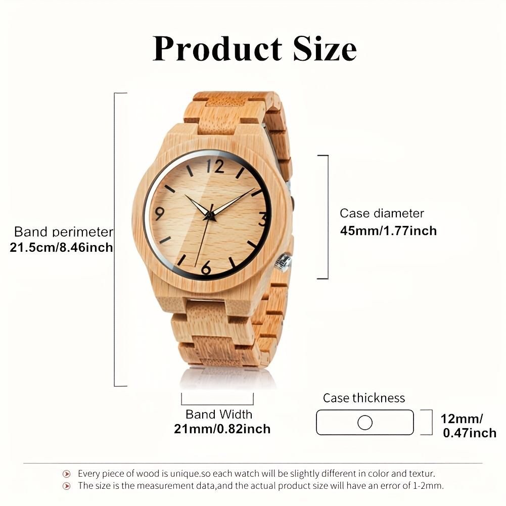 1pc New Trendy Bobo Bird Bamboo Handmade Mens Watches Simple