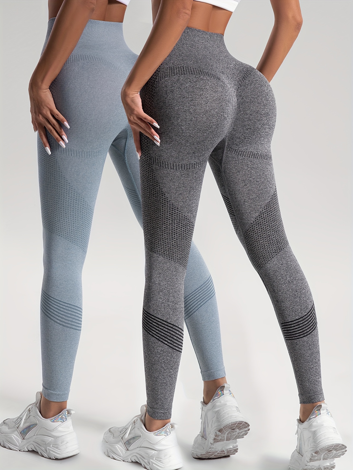 Yoga Basic Textured Wide Waistband Solid Sports Leggings