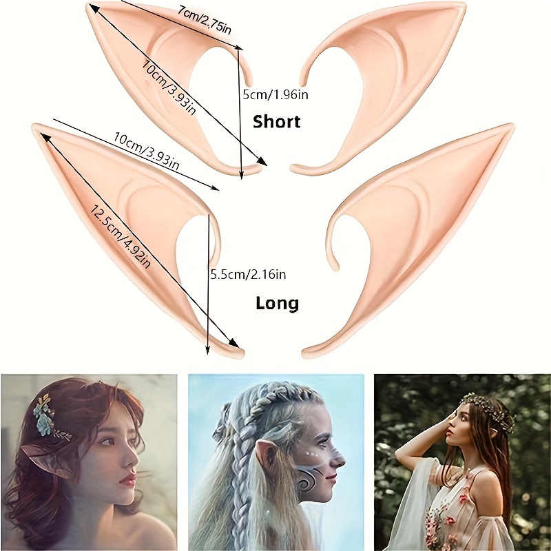 Elf Ears Cosplay Accessories, 2 Pairs Fairy Ears Halloween Wings Pixie  Anime Elf Ear for Christmas Theme Party