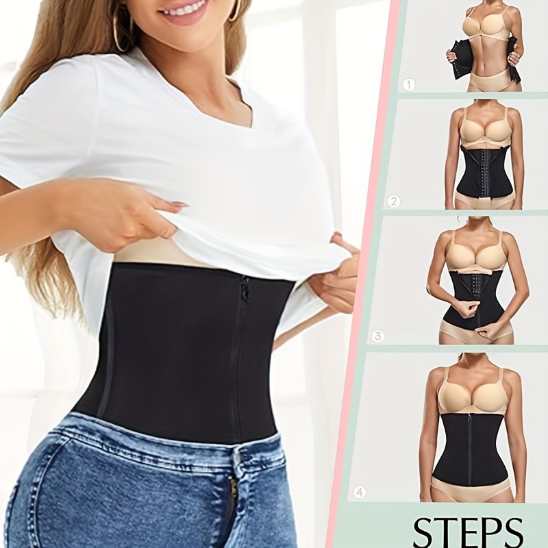 Waist Trainer Tummy Wrap Zipper Tummy Control Slim Girdle - Temu