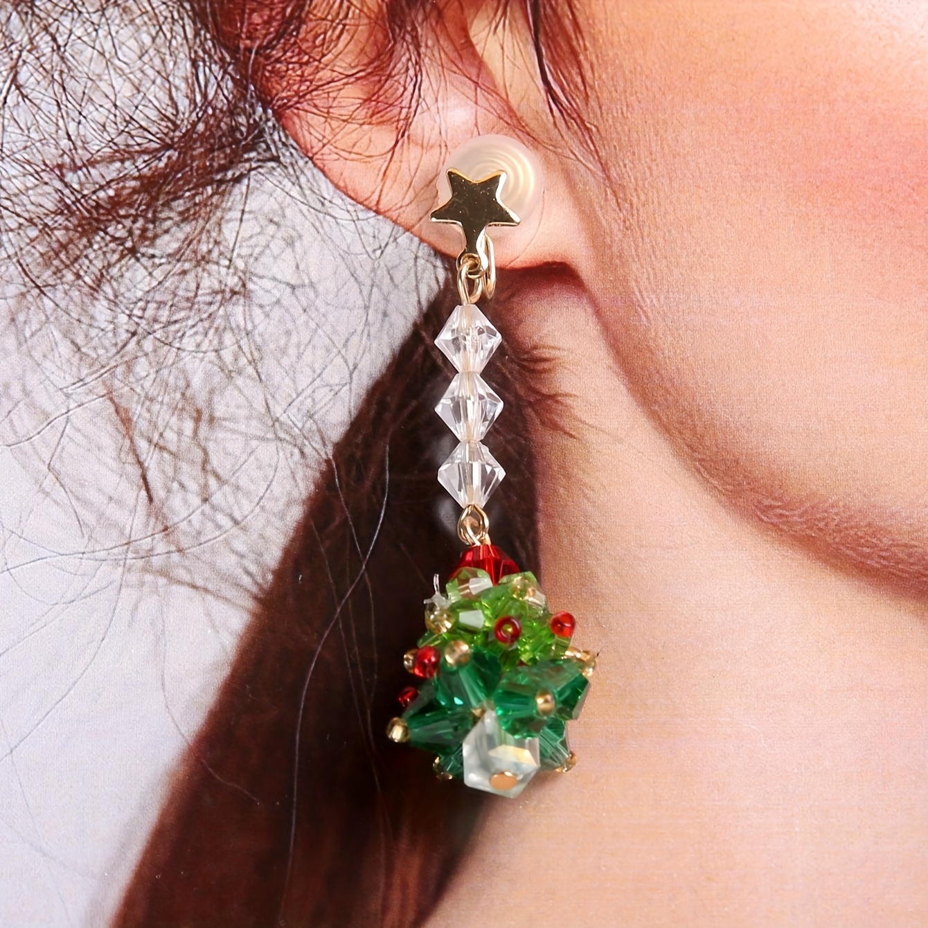 

1 Pair Vintage Style Christmas Tree Ear Clips For Women, Zinc Alloy With Alloy Post, Fashionable , Daily/gift , Wear