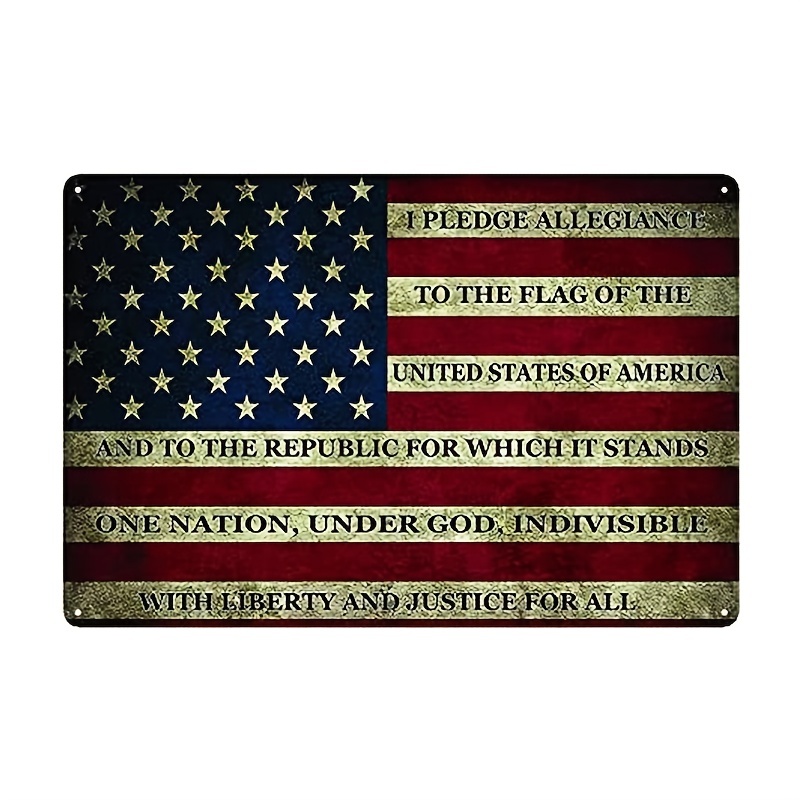 1pc American Flag Metal Sign Vintage Metal Flag American Tin Sign United States Rustic Metal Signs Wall Decor Man Cave Bar 8x12 Inch