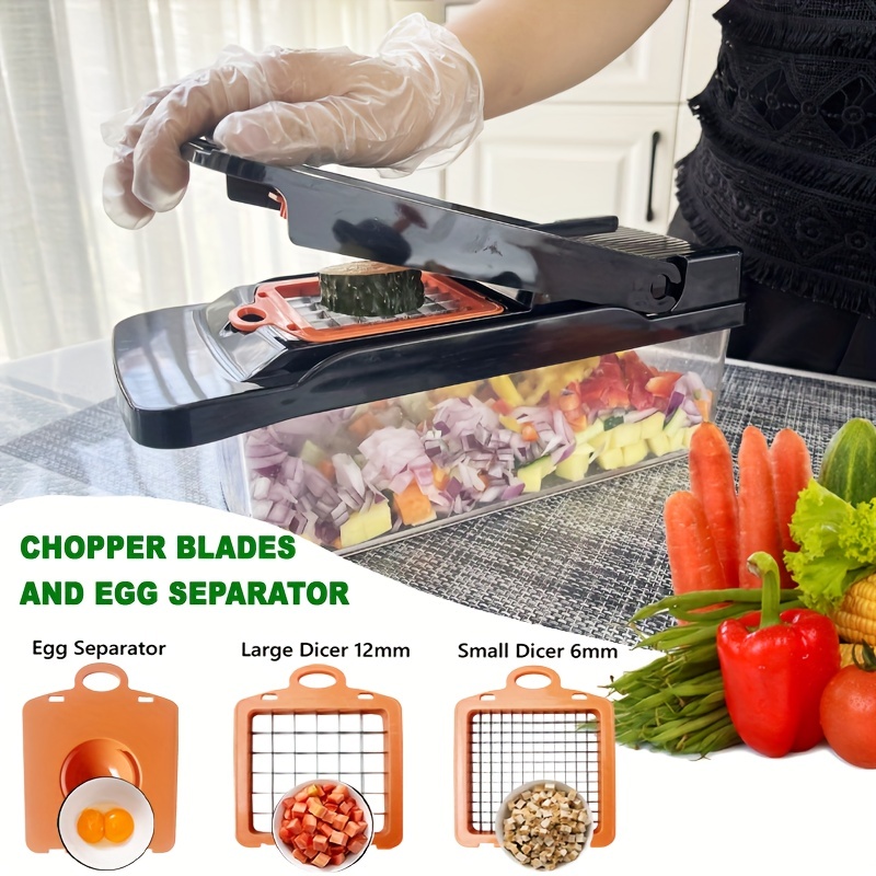 Vegetable Chopper, Multifunctional Fruit Slicer, Handle Food Grater, Vegetable  Slicer, Cutter With Container, Onion Mincer Chopper With Multiple  Interchangeable Blades, Household Potato Shredder, Kitchen Stuff, Kitchen  Gadgets - Temu Saudi Arabia